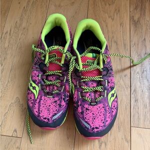 Saucony Neon Pink and Lime Athletic Shoes